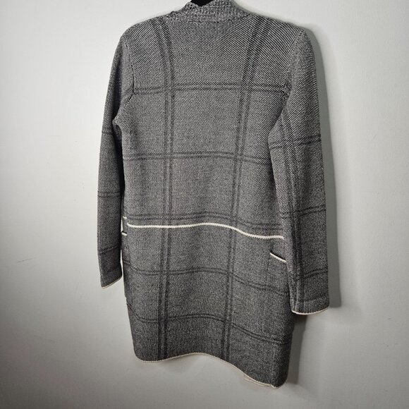 Soia & Kyo Benela Wool Blend Knit Long Cardigan Coat Duster Sz S  Grey plaid - Picture 9 of 10